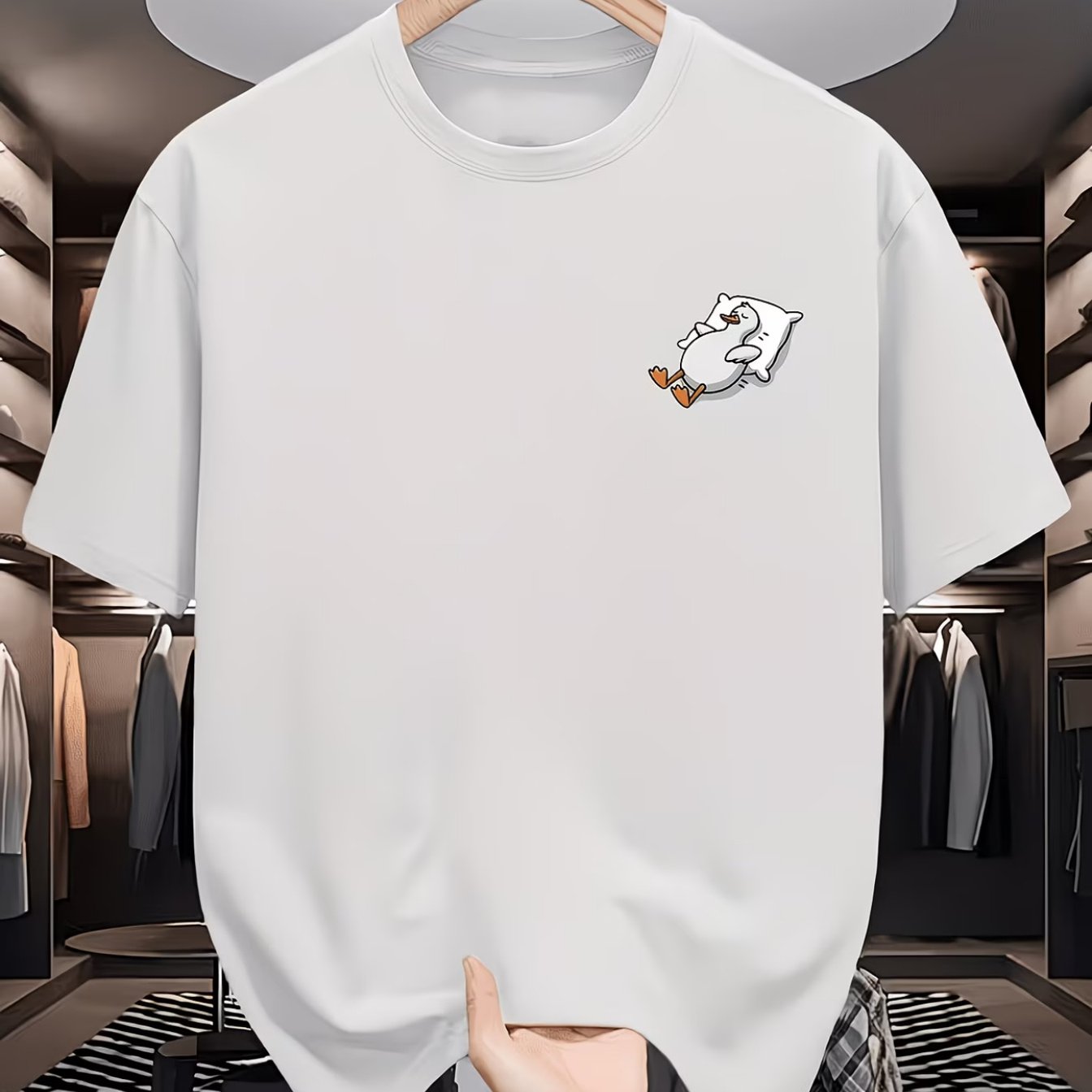 TEMU Basic "lying Flat Duck" T-shirt, "lying Flat Duck" Logo, Daily , Regular Fit