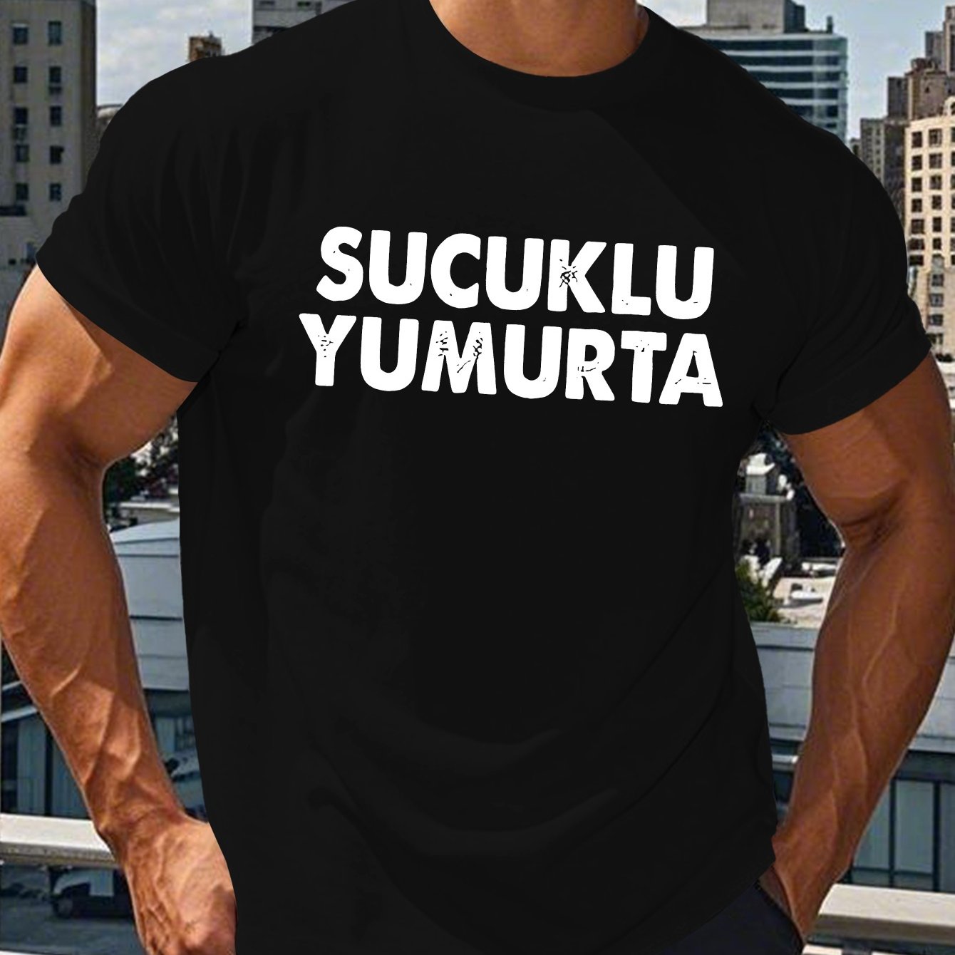 TEMU Men's Summer T-shirt With Turkish Quotes, Short Sleeves