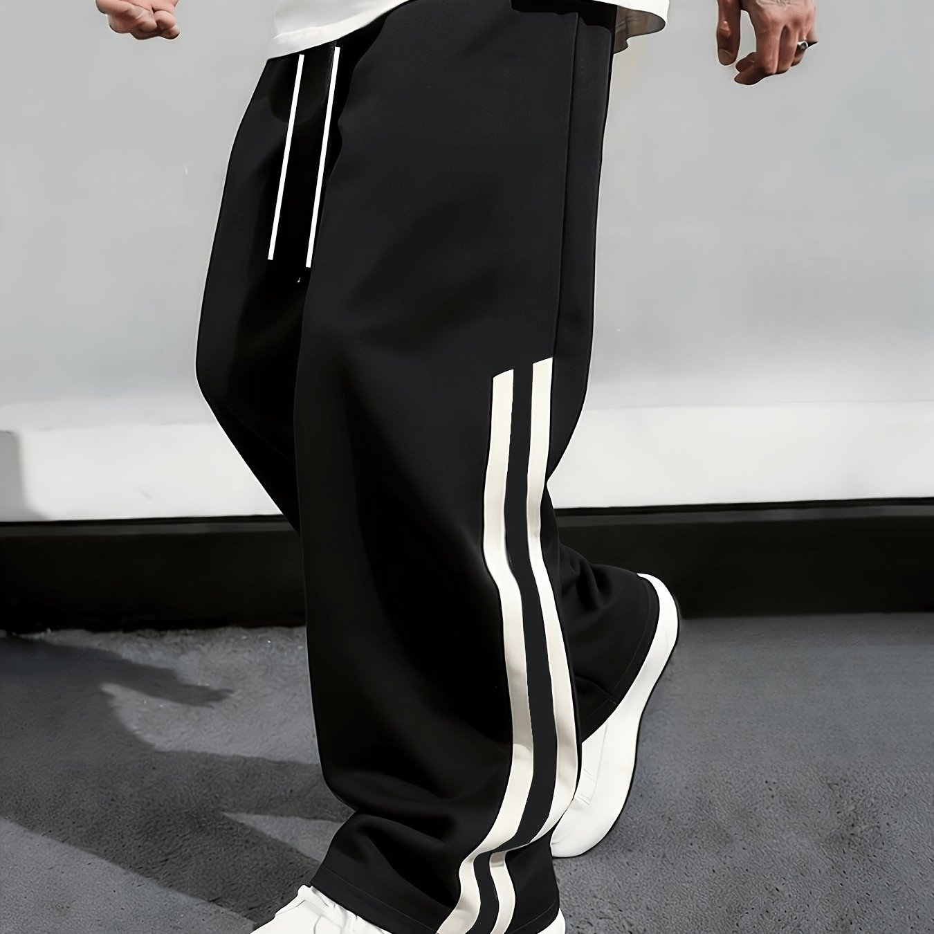 TEMU Pantalon Homme Jambe Droite, Pantalon Décontracté , Taille Élastique avec Poches, Pantalon Long Confortable et Respirant, Vêtement de Rue Toutes