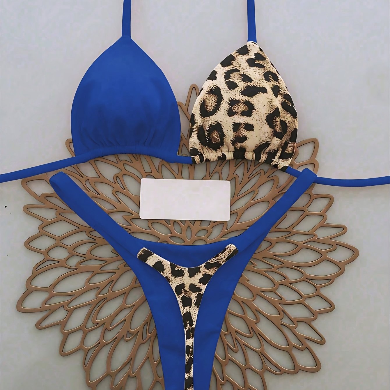 TEMU Women's Leopard Print Bikini Set, Split Swimsuit
