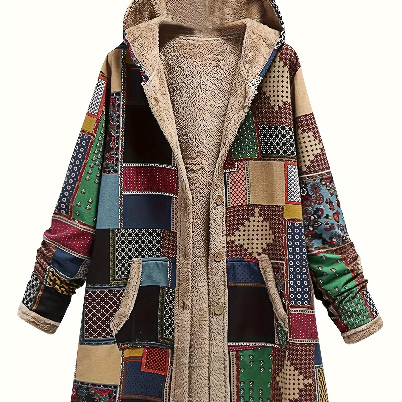 TEMU New Women's Printed Hooded Sweatshirt Warm Plush Jacket