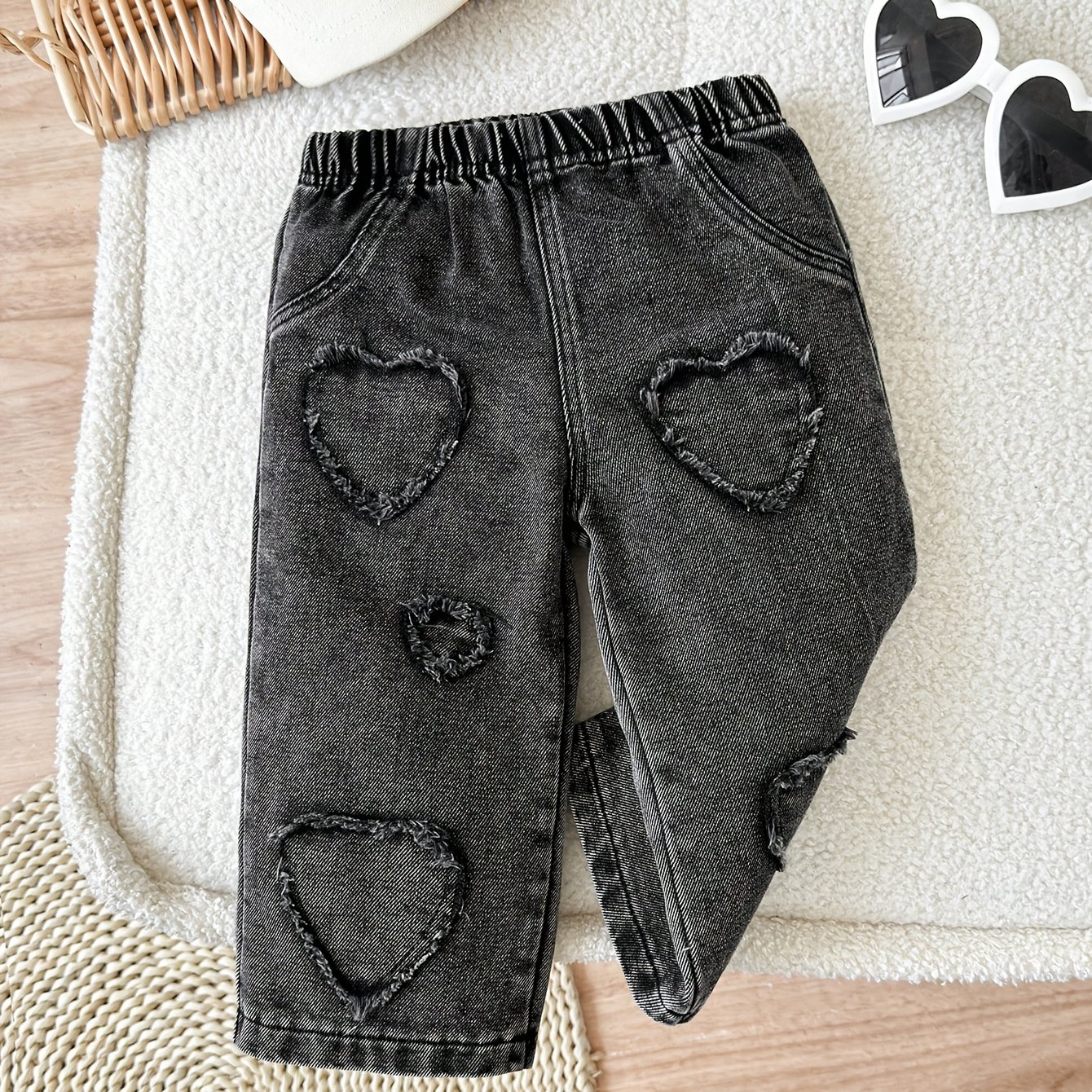 Jeans Spring/summer New Style For Baby Girls With Loose And Versatile Temperament, Retro Straight Leg Pants