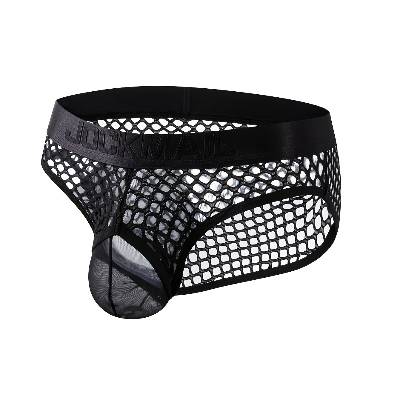Image of Jockmail Semi-transparent Mesh Fabric Featuring Raised Elastic Triangular Briefs With Elevated Pockets, Men's Underwear