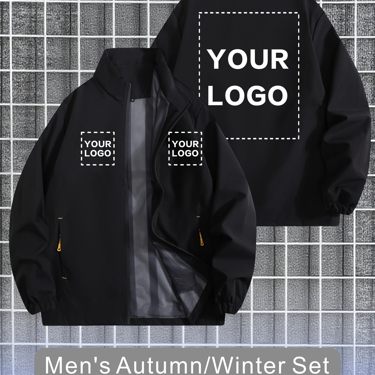 TEMU Custom Jackets With Printing Options On And Back, Allowing For Personalized Text, Photos, And Logos. Diy Jackets For Autumn And Winter, Suitable