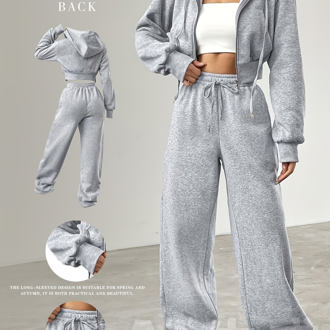 Women's Autumn And Winter Zipper Jacket And Pants Set