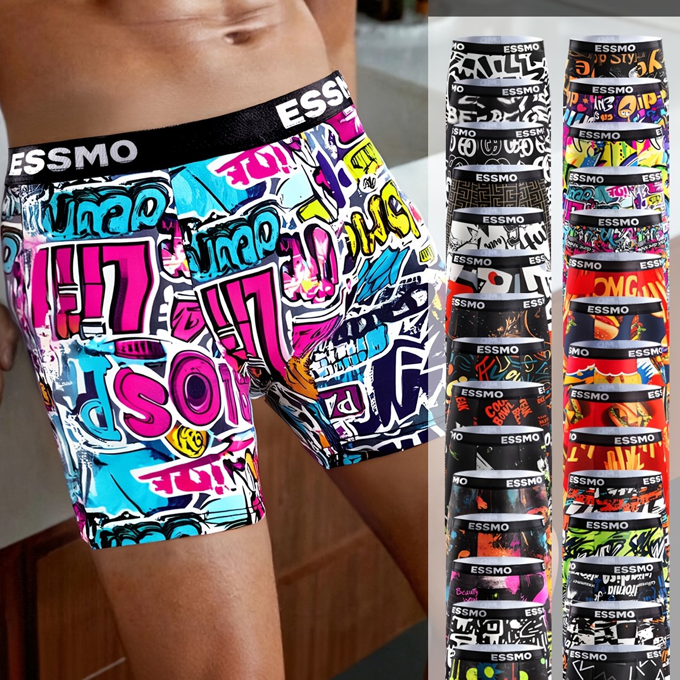 10pcs Men's Random Color Long Boxer Briefs