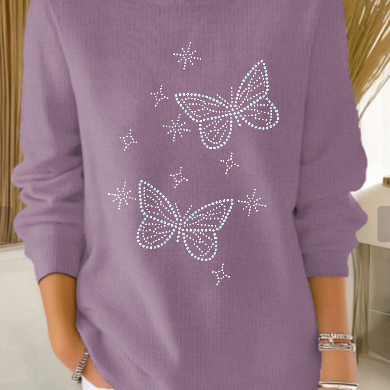 TEMU A Versatile Fine- Sweater For Women, Made From Soft And Slightly Stretchy Fabric, Featuring A Long-sleeve Design With A '' Pattern