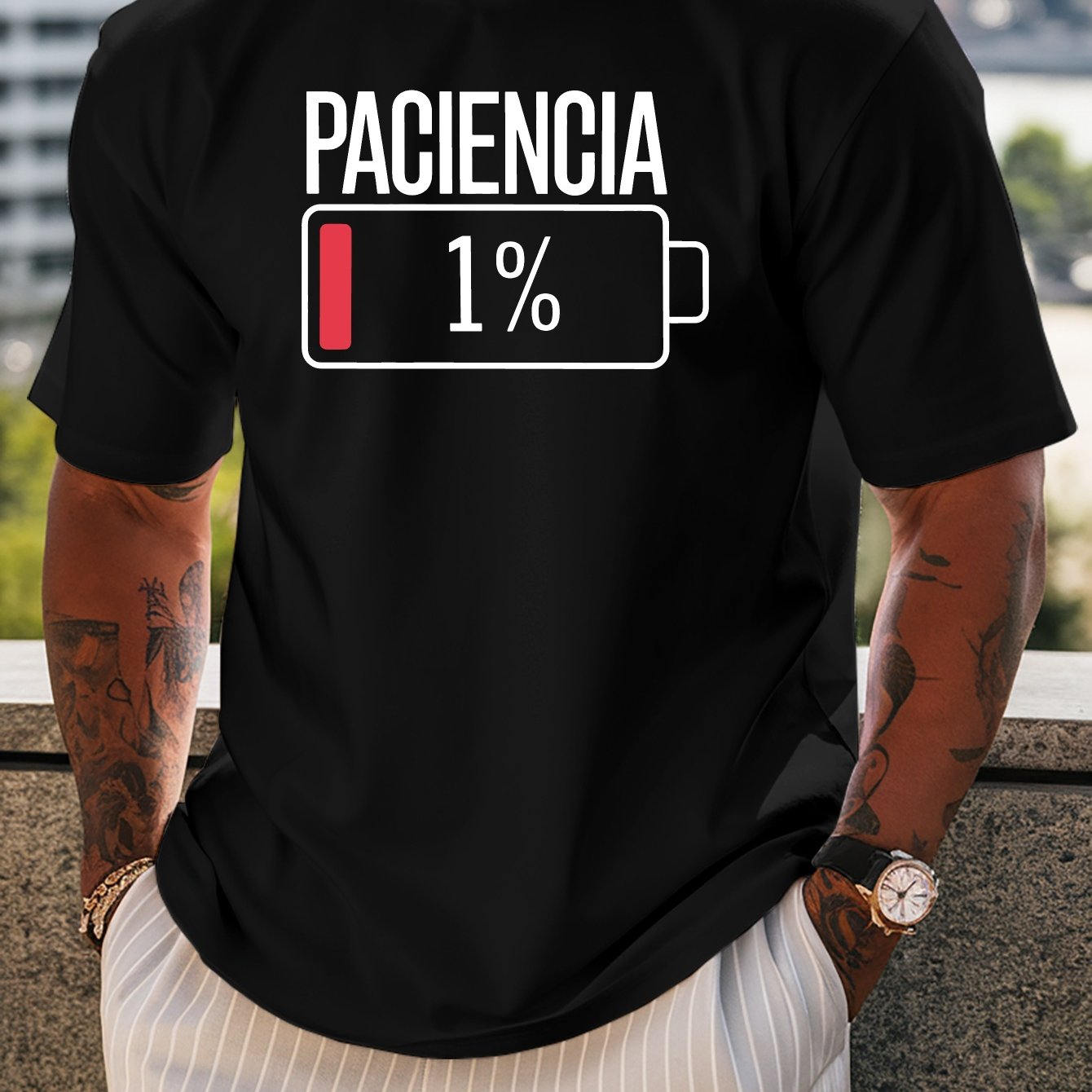 TEMU Camiseta de hombre con estampado y cuello - Top de moda casual , ajuste regular, con tejido y transpirable, y versátil para actividades al aire