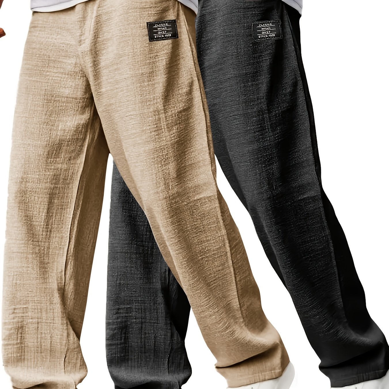 TEMU Men'-piece Summer Beach Pants Comfortable Breathable Full-body Length Casual Daily Holiday Vacation Fashionable Pocket Casual Lace-up Pants