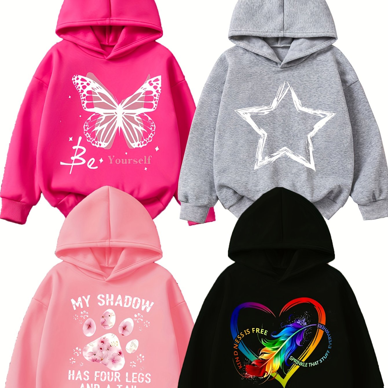 Send A Fashionable And Fun Printed Girls' Autumn And Winter Hoodie Fleece Hoodie