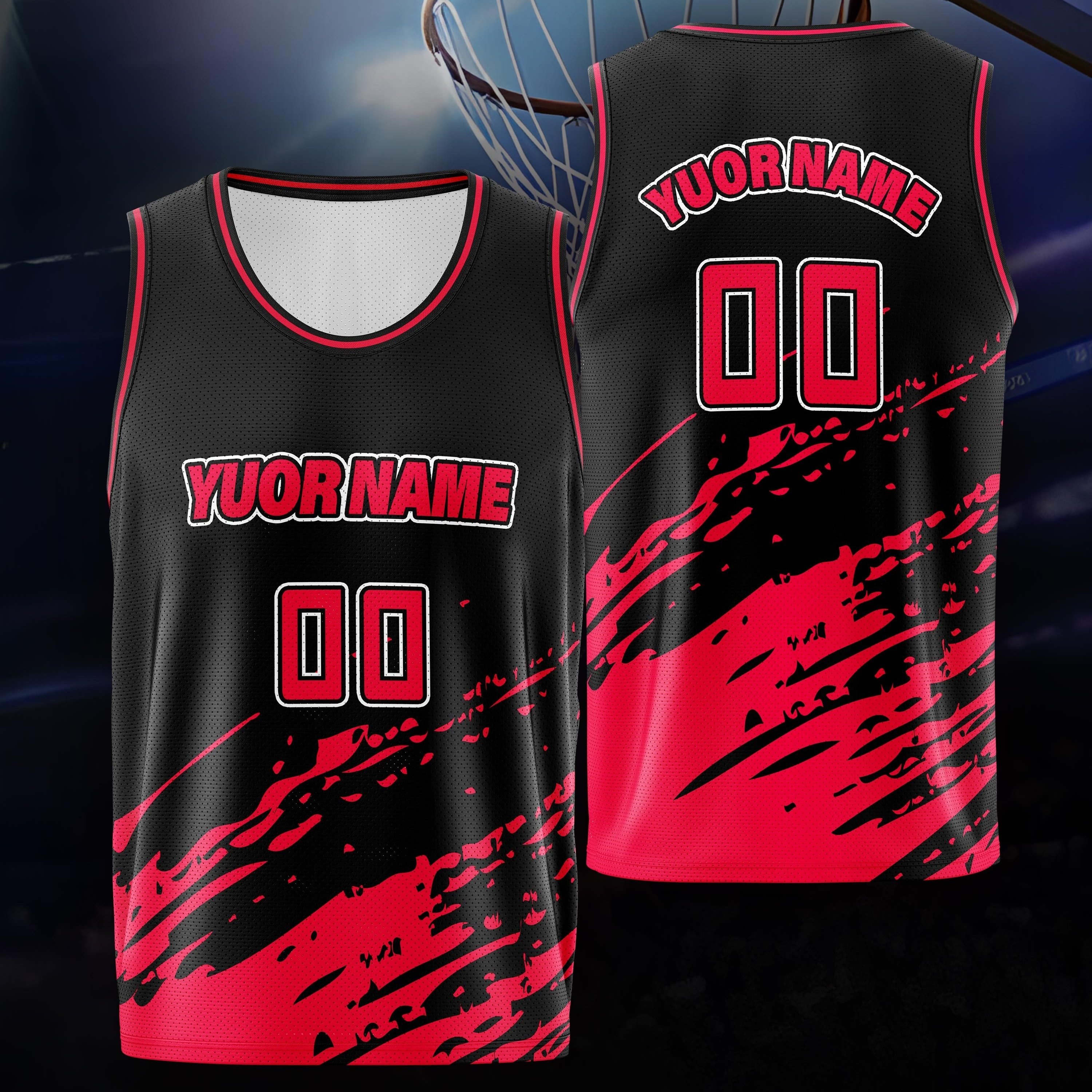 TEMU Name & Number Basketball Jersey - Personalized Full-body Print Jersey Suitable For Basketball Training, Matches & Casual Wear - Breathable