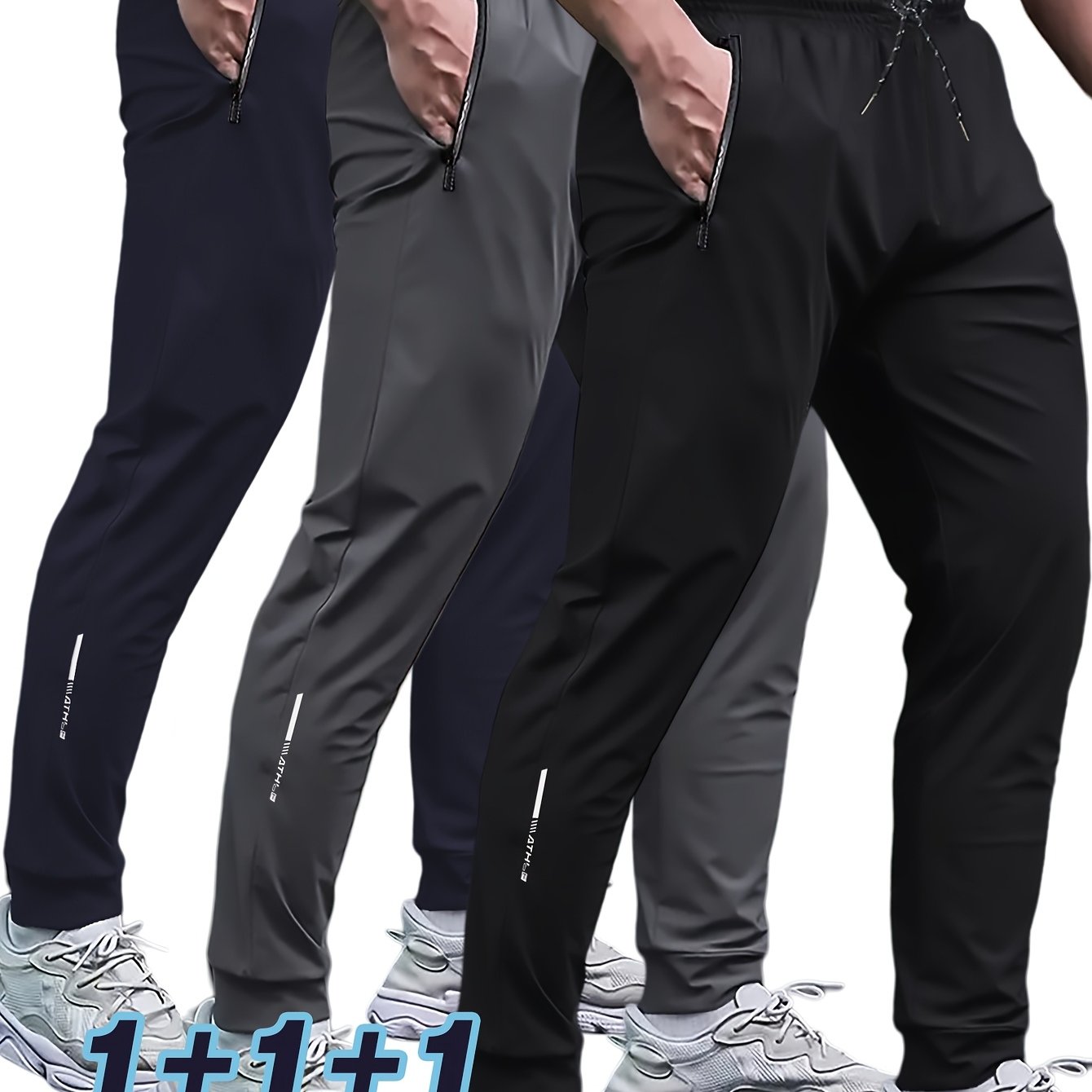 TEMU 3pcs Men's Sports Trousers Outdoor Breathable Men's Trousers Look Tall And Thin Easy Versatile Men's Trousers
