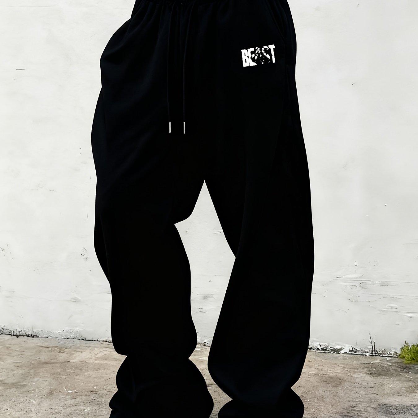 TEMU Men's Straight Loose-fit Jogger Pants Waist - Solid Color Casual Athletic Trousers Suitable For Outdoor, Gym, , Fall/, Straight & Minimalist