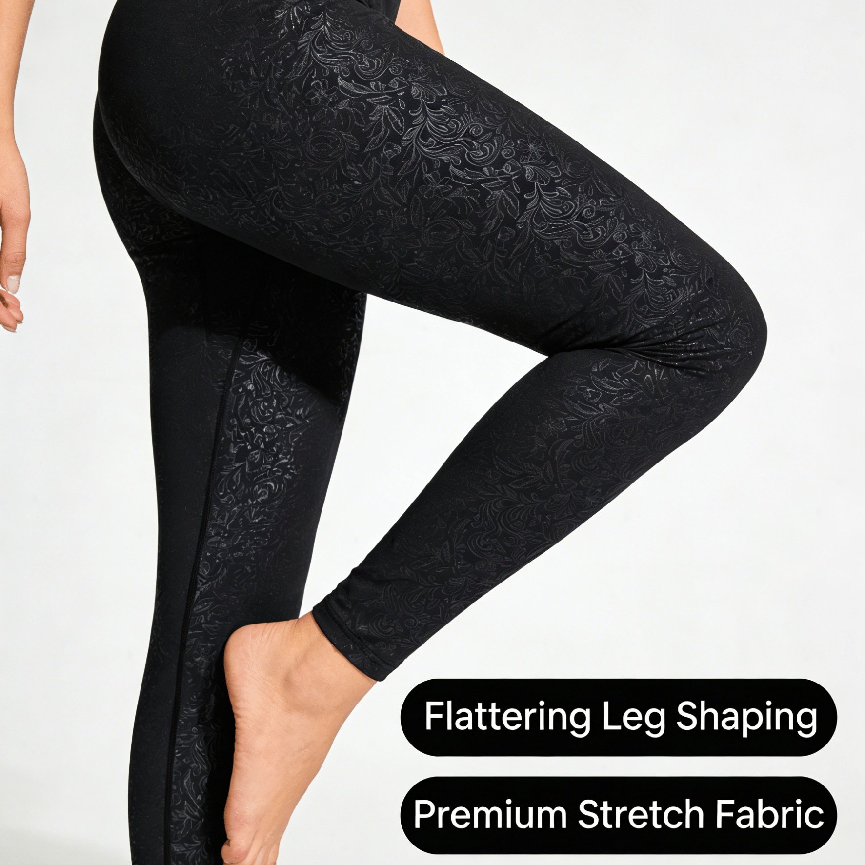 TEMU Plus Size - Plus Size - Plus Size Women's All Over Printed Compression Pants Leggings With High Waist Tummy Control, For, Daily, Fitness