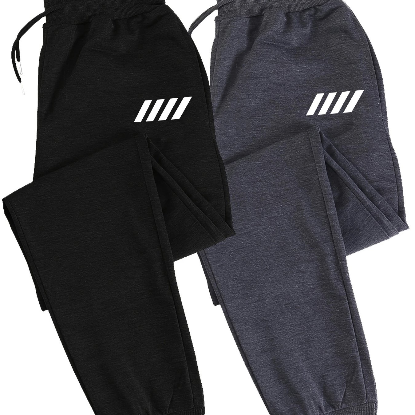 TEMU Men's Casual Jogger Pants With 2- Pattern Print, Drawstring, Loose Fit, Stretch, For Spring/autumn Running And Jogging