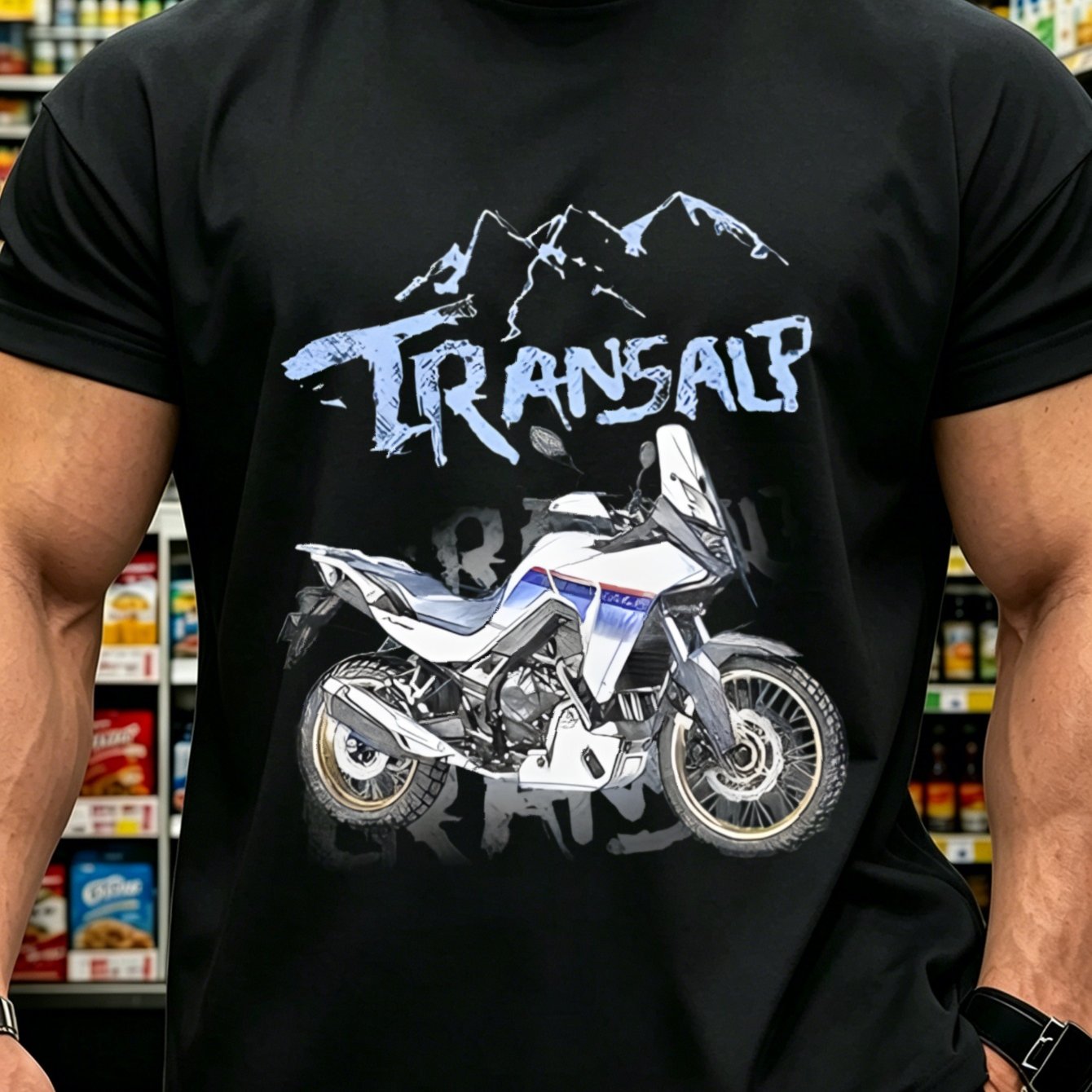 Image of Back T-shirt Motorcycle Graphic Summer Outdoor Adventure Gift For Motorbike Enthusiasts, Plus Size