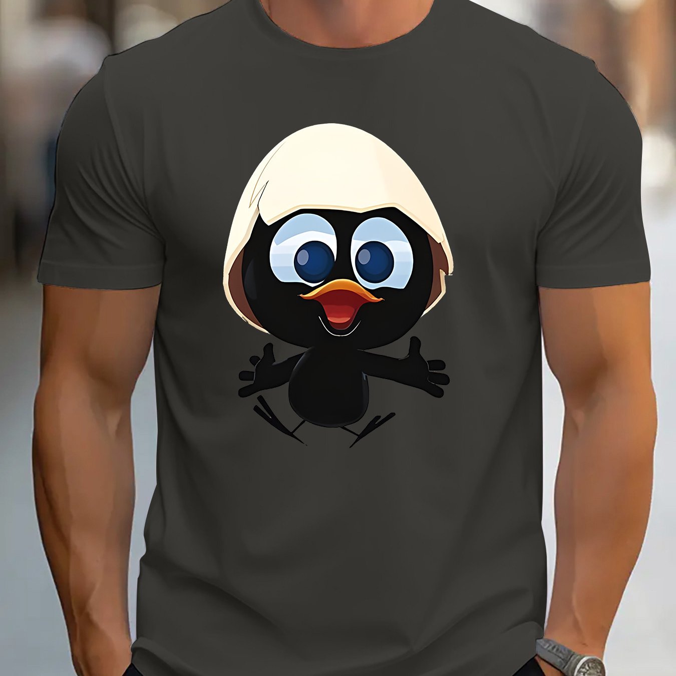 E-shop Herren Freizeit-T-Shirt mit Rundhalsausschnitt und geometrischem Druck - Weiches Polyester, Kurzarm, Atmungsaktiv & Leicht für den Sommer,