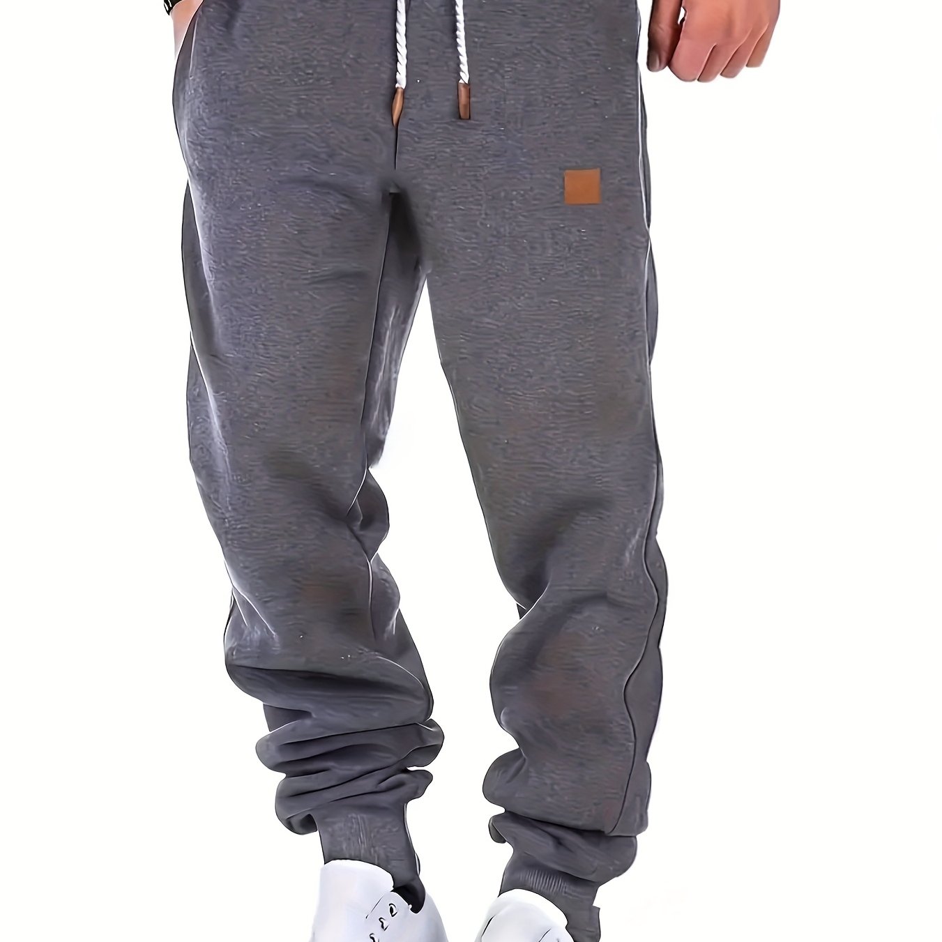 TEMU Men's Casual Sports Fleece Joggers For Spring And Autumn, Hip-hop Style, Loose And Fashionable Pants