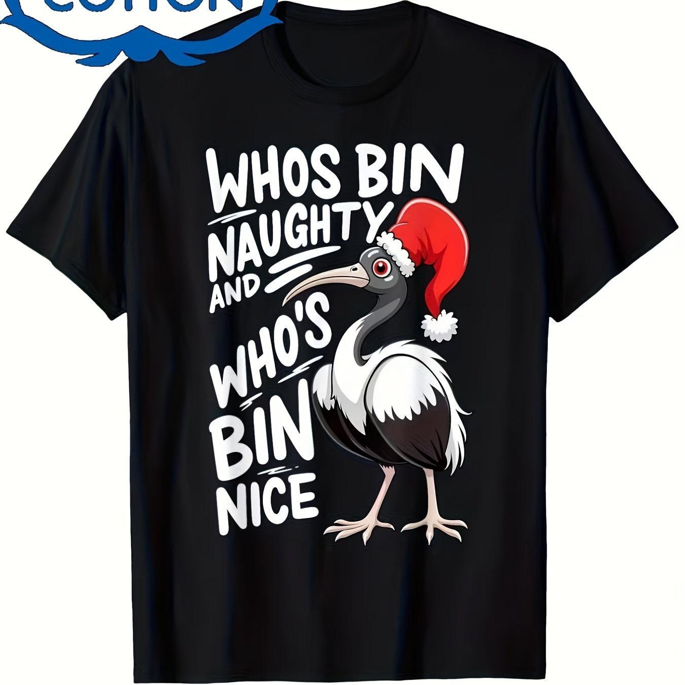 TEMU Funny Christmas T-shirt Who's Naughty Who's Nice Tee - Comfortable Casual Attire For Men And Teens