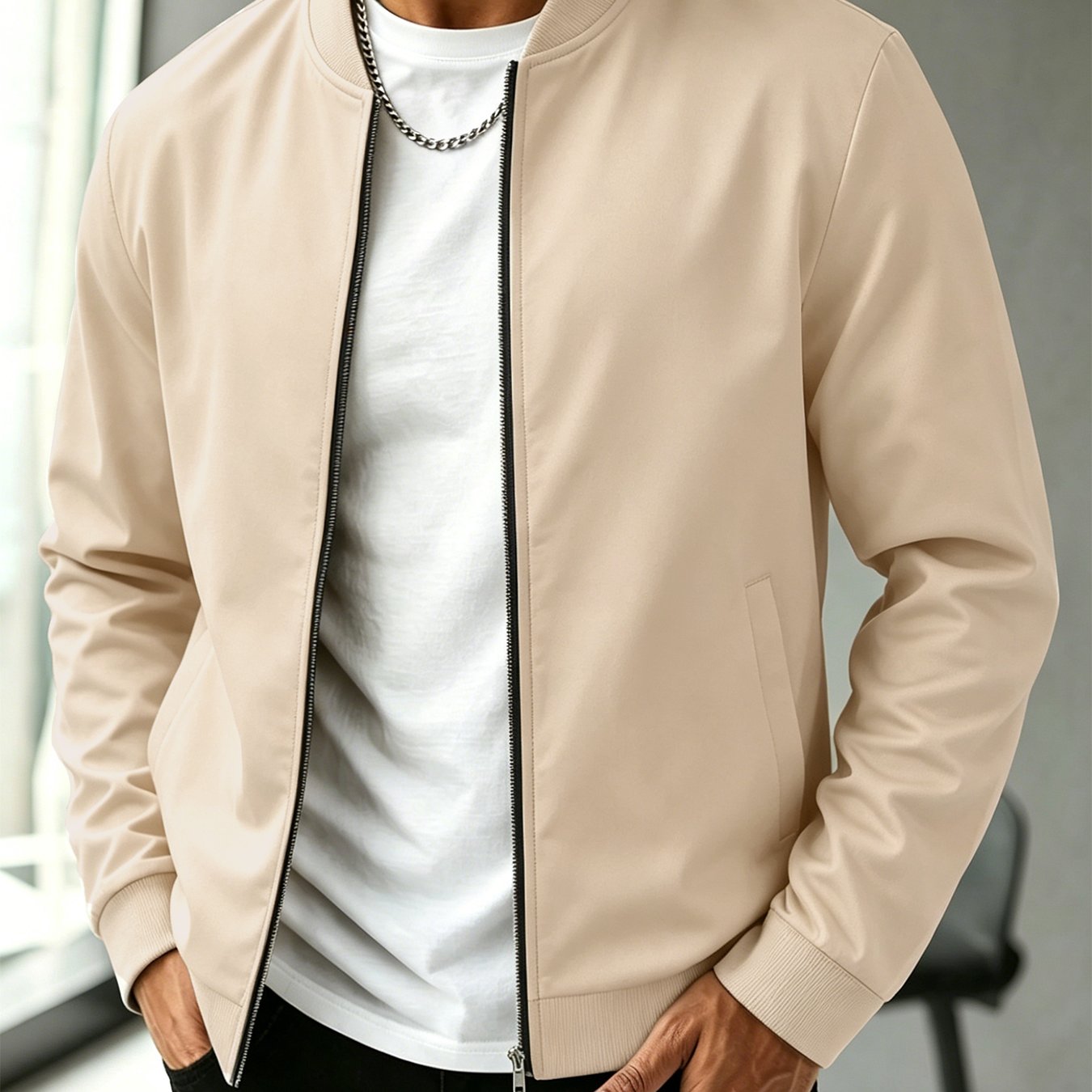 TEMU Chaqueta para hombre de moderno, diseño casual y con cuello , de transición para y otoño, ideal para uso diario, desplazamientos, ocio, viajes y