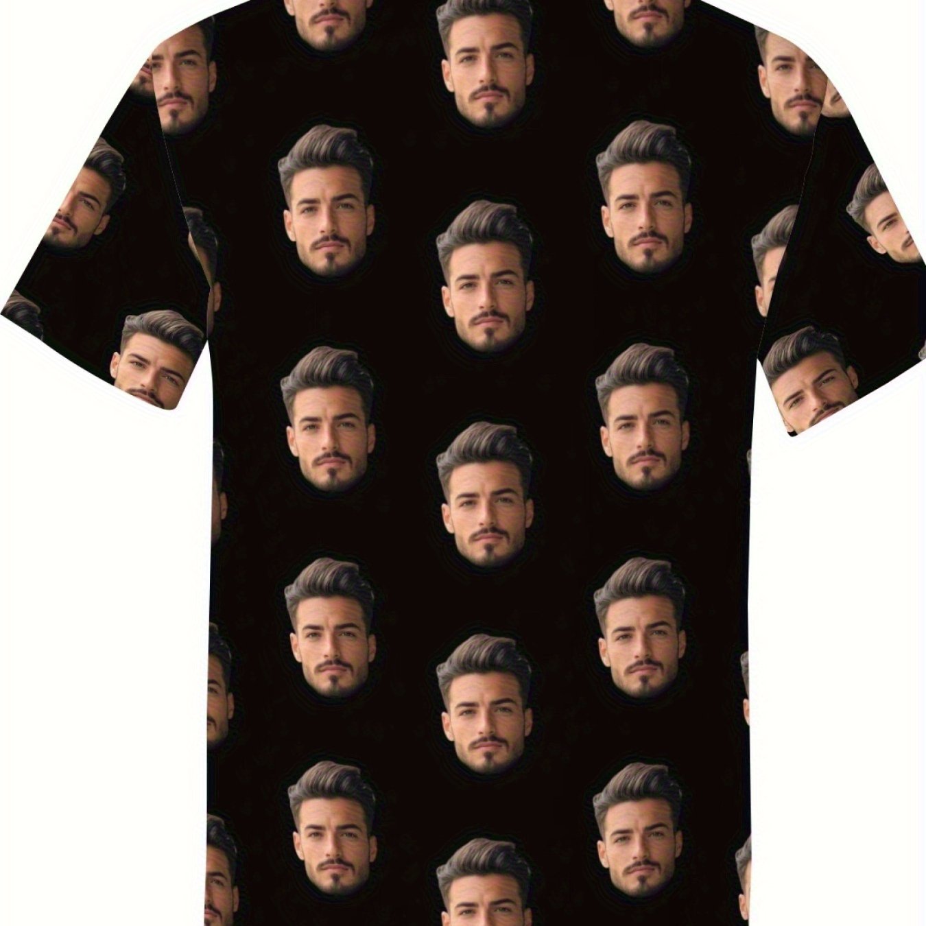 TEMU Custom Men's T-shirt With Personalized Face Photo/text Printing - Breathable Lightweight Suitable For - Wear, White Crew Neck Casual & Athletic