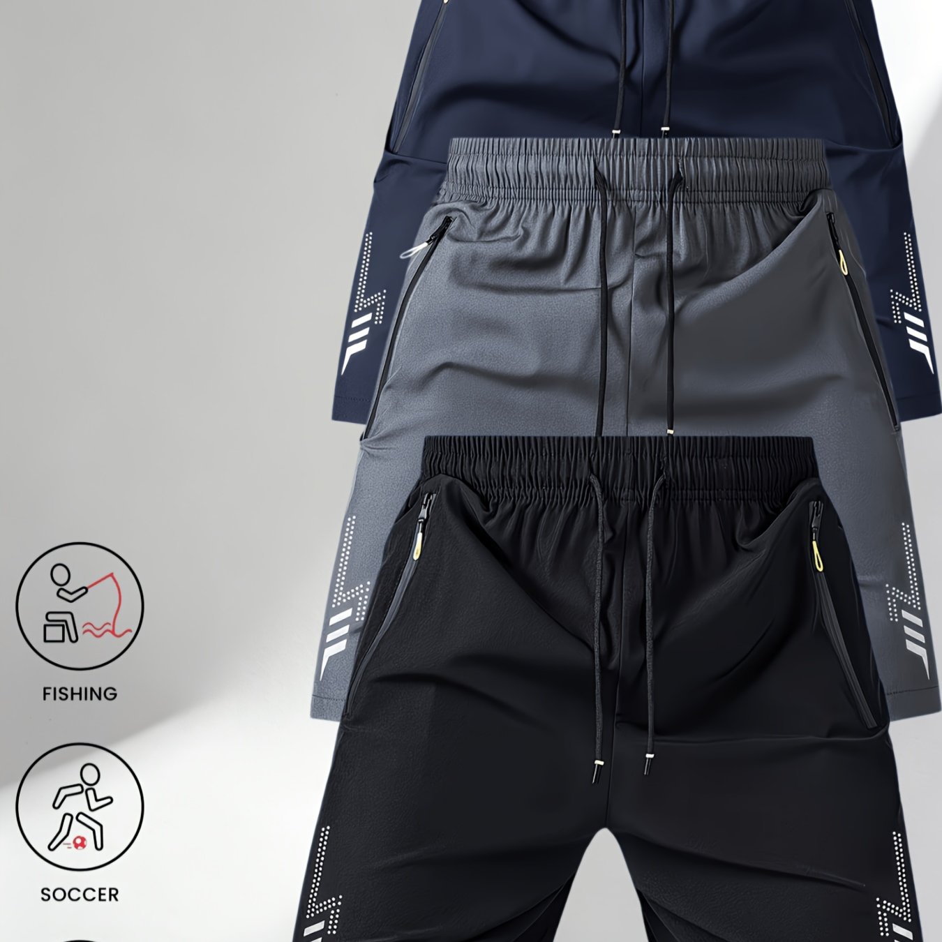 TEMU Men's Lightweight Quick-dry Running Shorts - Summer Casual Athletic Loose Breathable Swim Trunks, Suitable For Beach, Gym, Outdoor Activities -