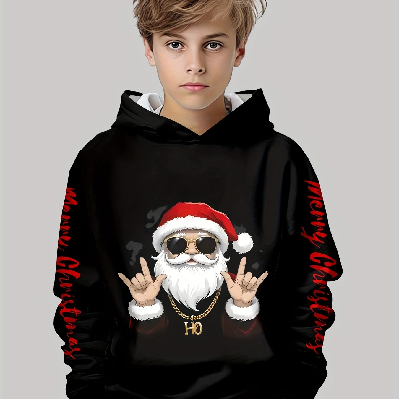 Boys Printed Casual Pullover Spring And Autumn Long Sleeve Sweatshirt, Boys Outdoor Hoodie Top