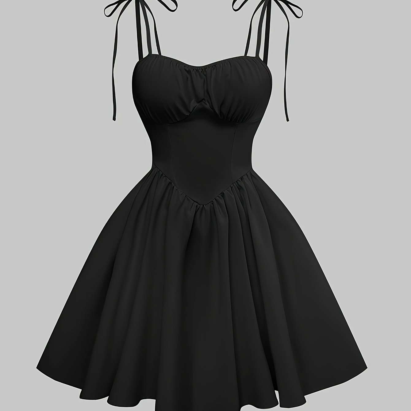 TEMU Vintage-inspired Strapless Corset Dress - Sleeveless Polyester A-line Skirt With Ruched Bust And Tie-back Detail, Perfect For Spring/summer,