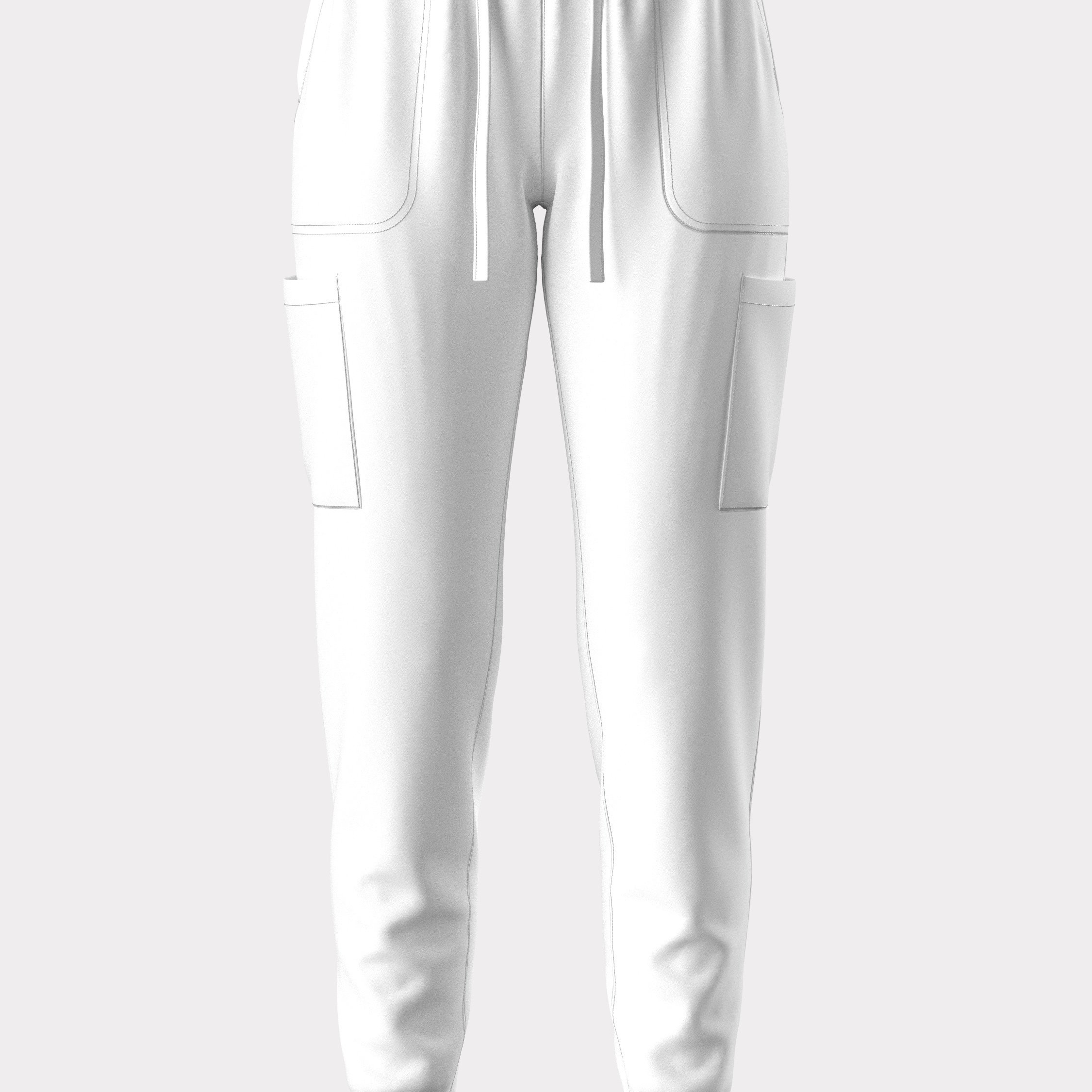 Women's Ribbed Drawstring Stretch Scrub Pants, Multi-pocket Moisture-wicking Jogger Pants, Work Pants For Beauty & Dental Use - 1-psp307