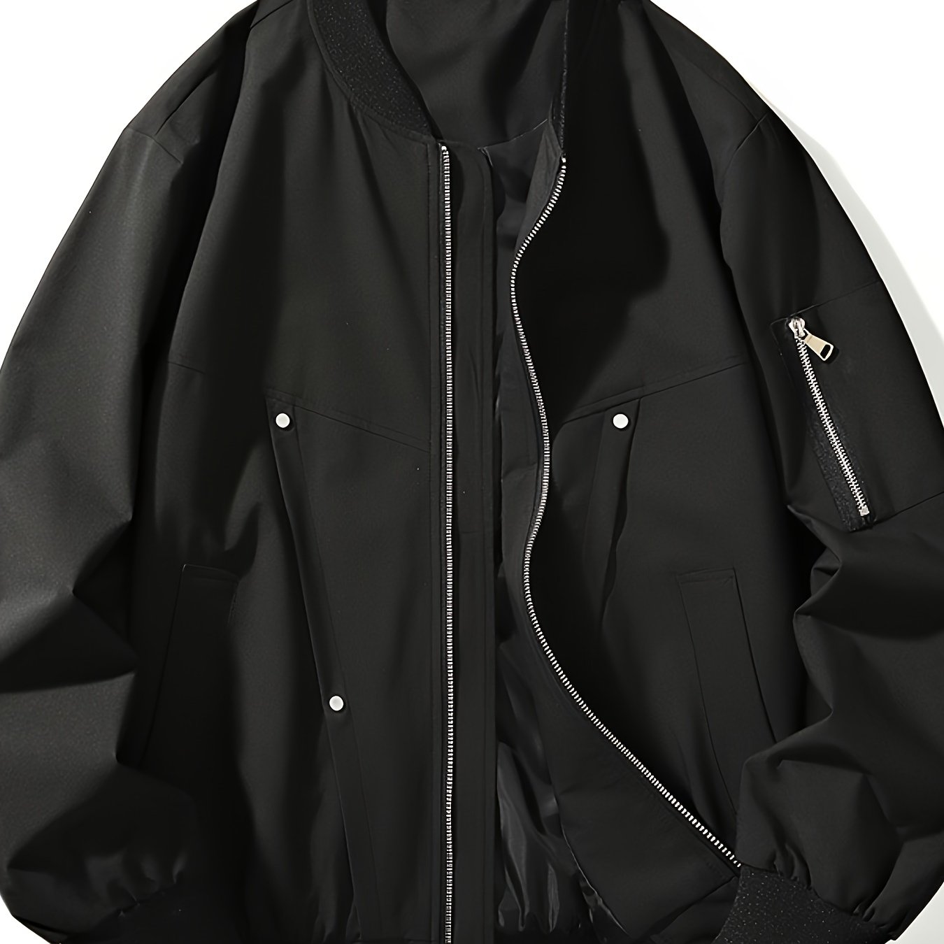 TEMU Plus Size Solid Color Sporty Casual Jacket For Men, Loose Fit, Spring/autumn 2025 New Style, Plus Size