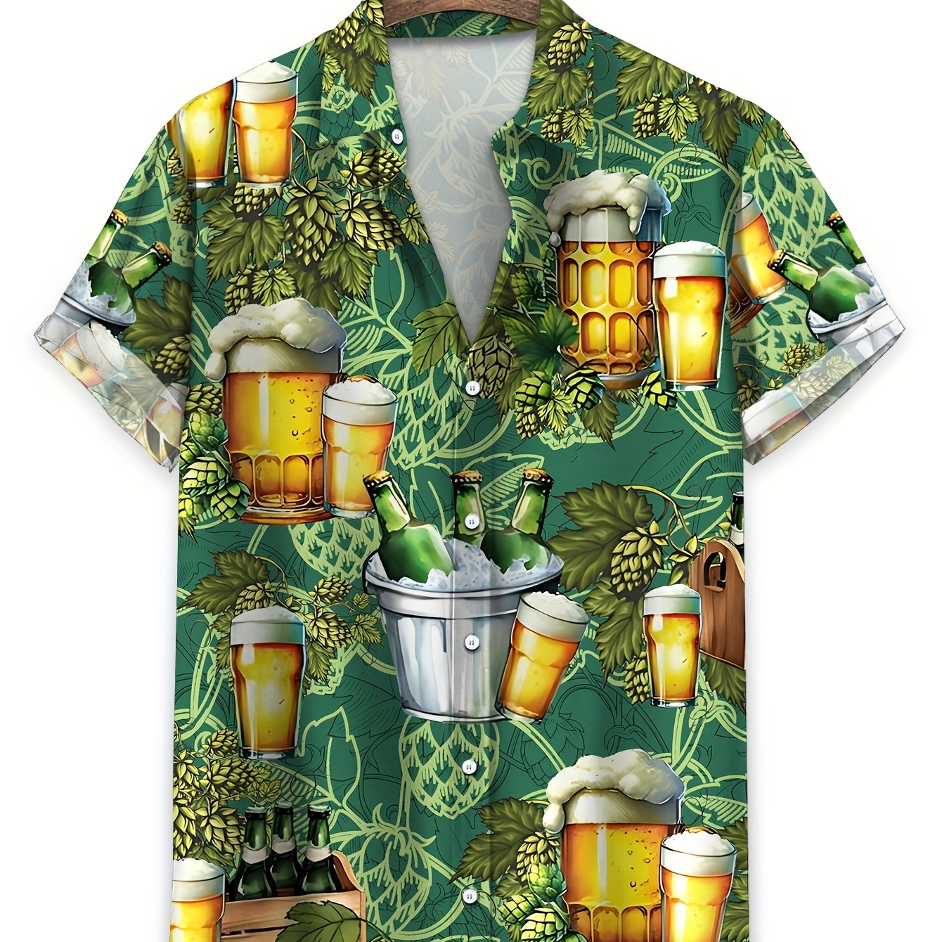 E-shop Herren Haferbier Kurzarmhemd, Hawaii Freizeithemd