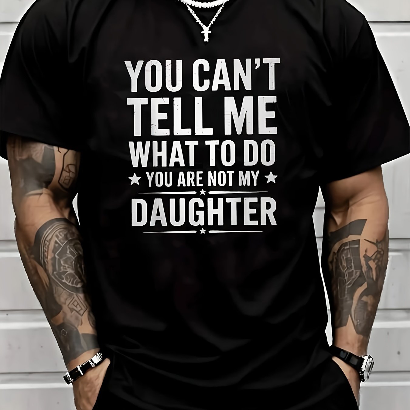 TEMU You Me, You're Not My Daughter. Men's Printed T-shirt, , Funny And Short Sleeve, High-, Reat For Casual Wear, Father'sayift, Ift For A ,