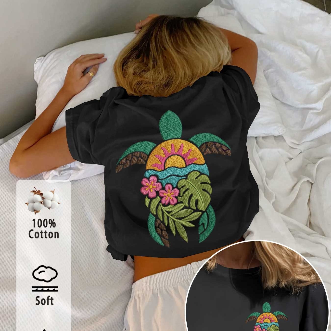 A Turtle With And Sunset Design Pure T Shirt Women S T Shirt High Quality T Shirt Summer Beach Wear Gift For Who
