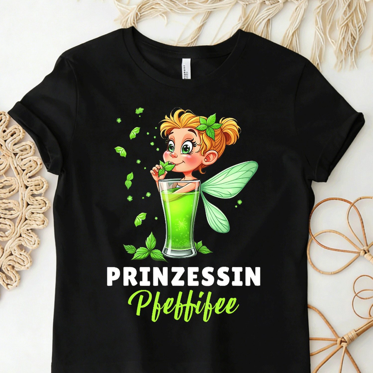 Princess Pfeffifee Party Peppermint Liqueur T-shirt, Black, S For Men Women Unisex Funny T-shirt, 180g