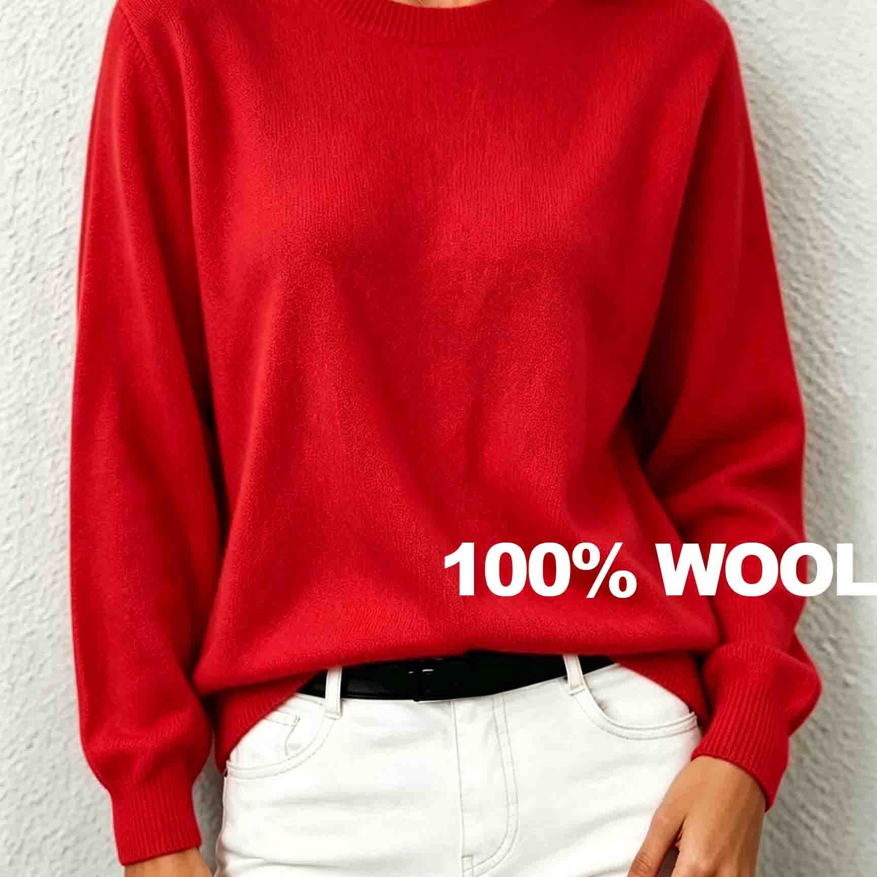 TEMU 100% Women's Crew Neck Long Sleeve Pullover Warm Casual Lightweight Daily Tops