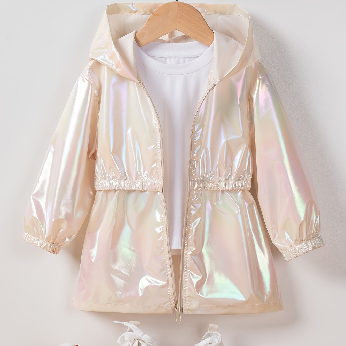 Stylish Rainbow Girls' Ultra-thin Mid-length Hooded Zip-up Jacket Sy033