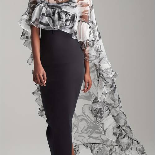 ruffle loose floral cap sleeve urban long shirt