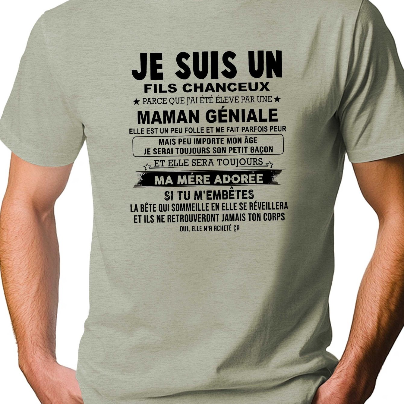 TEMU T-shirt à manches courtes pour homme " un fils " - Haut de t-shirt d'été