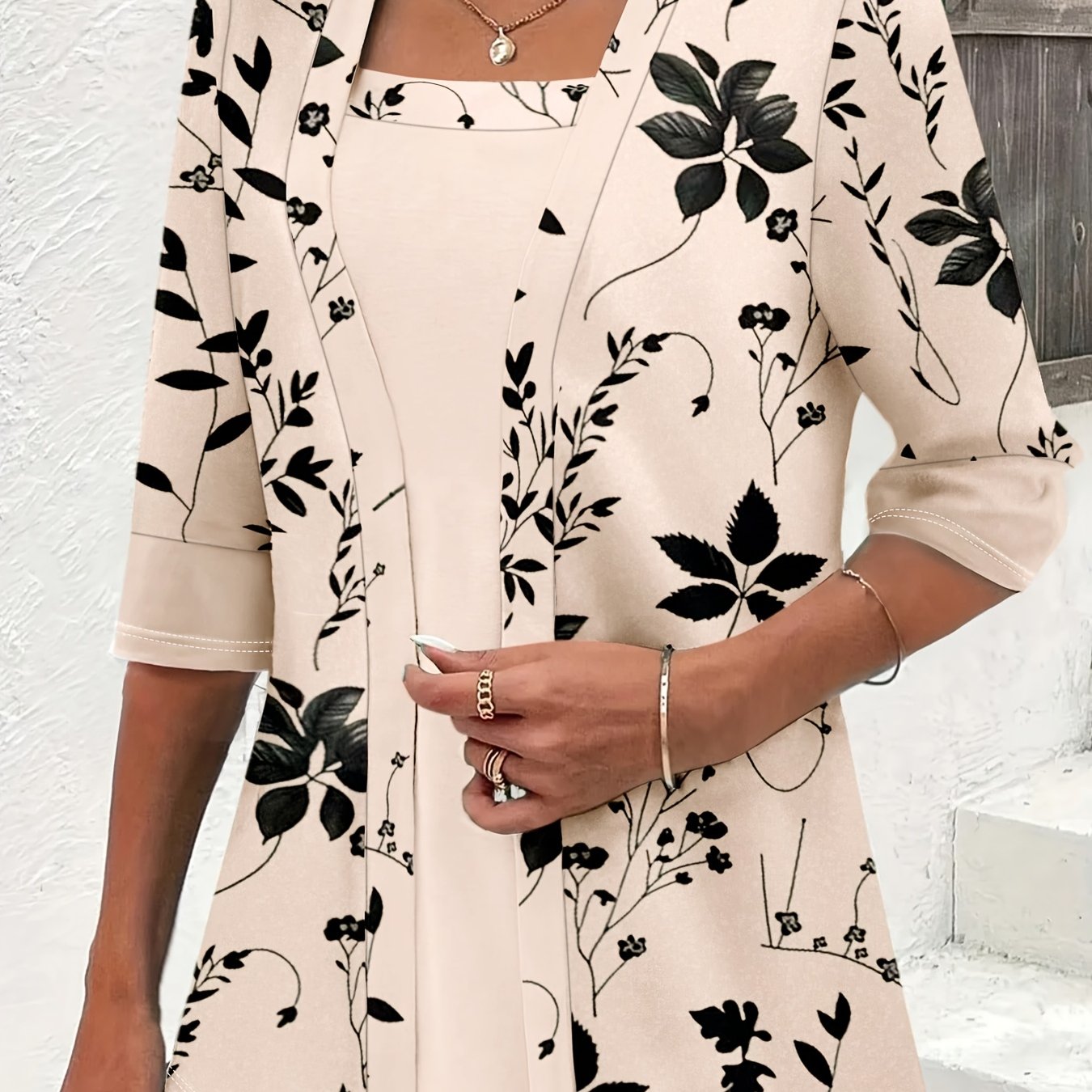 TEMU Elegant Special Women's Floral And Leaf Print -one Short Sleeve T-shirt, Suitable For Daily Commuting, Elegant Women's Commuting, Sophisticated