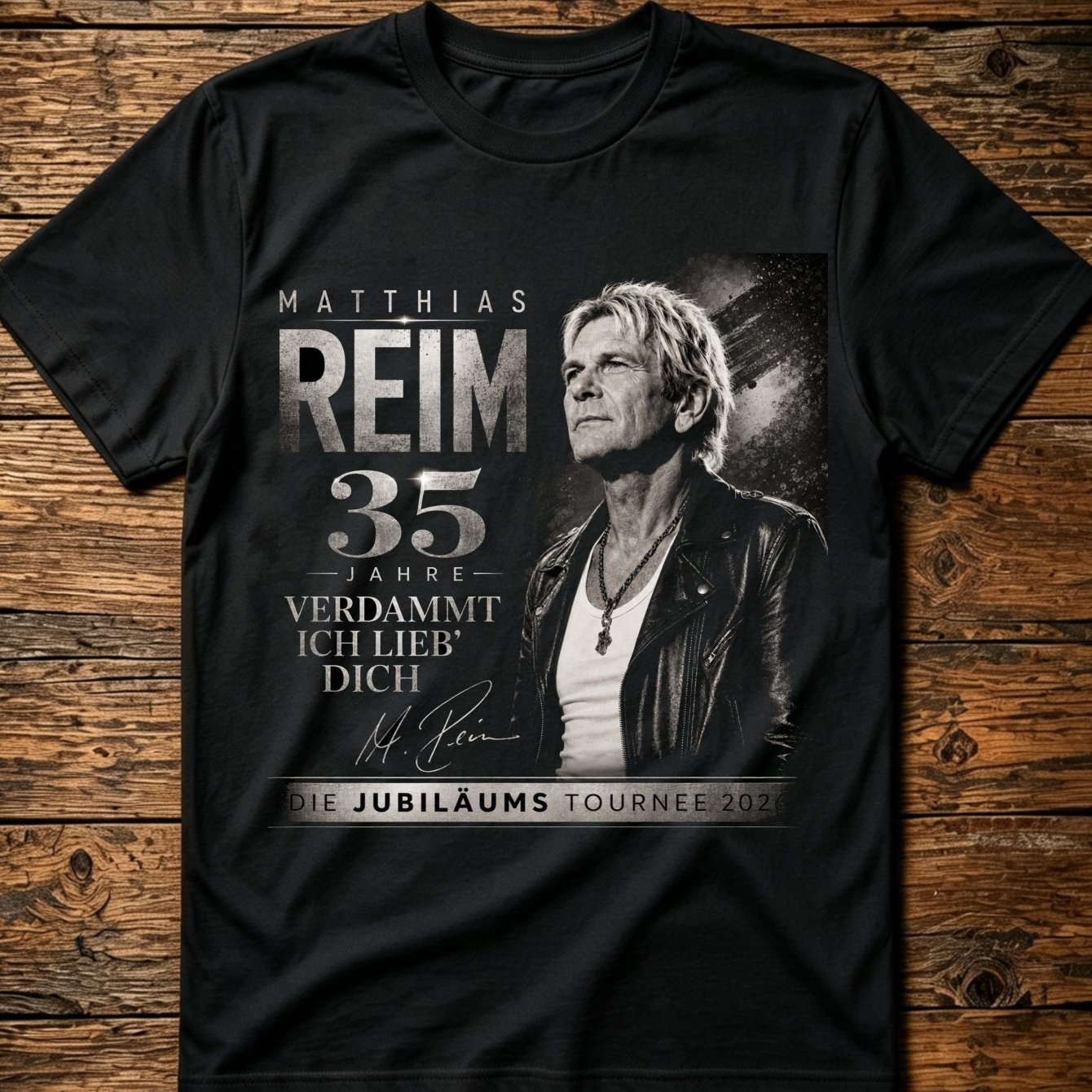 Image of Reim 35 Years Damned I Love You With Monochrome Portrait And Anniversary Tour 2026 Unisex T-shirt