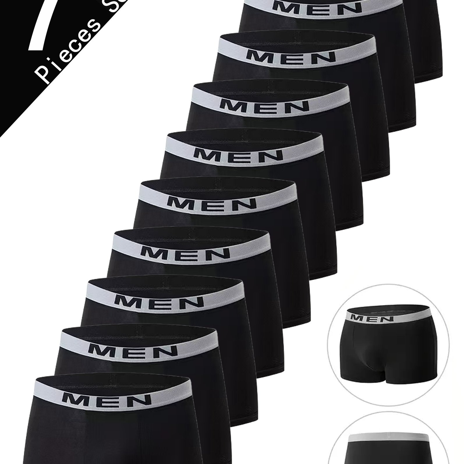 TEMU Lot aléatoire de 7 culottes [MEN] pour hommes, couleur unie, décontractées, taille élastique ultra-confortable, mode respirante et facile à ,