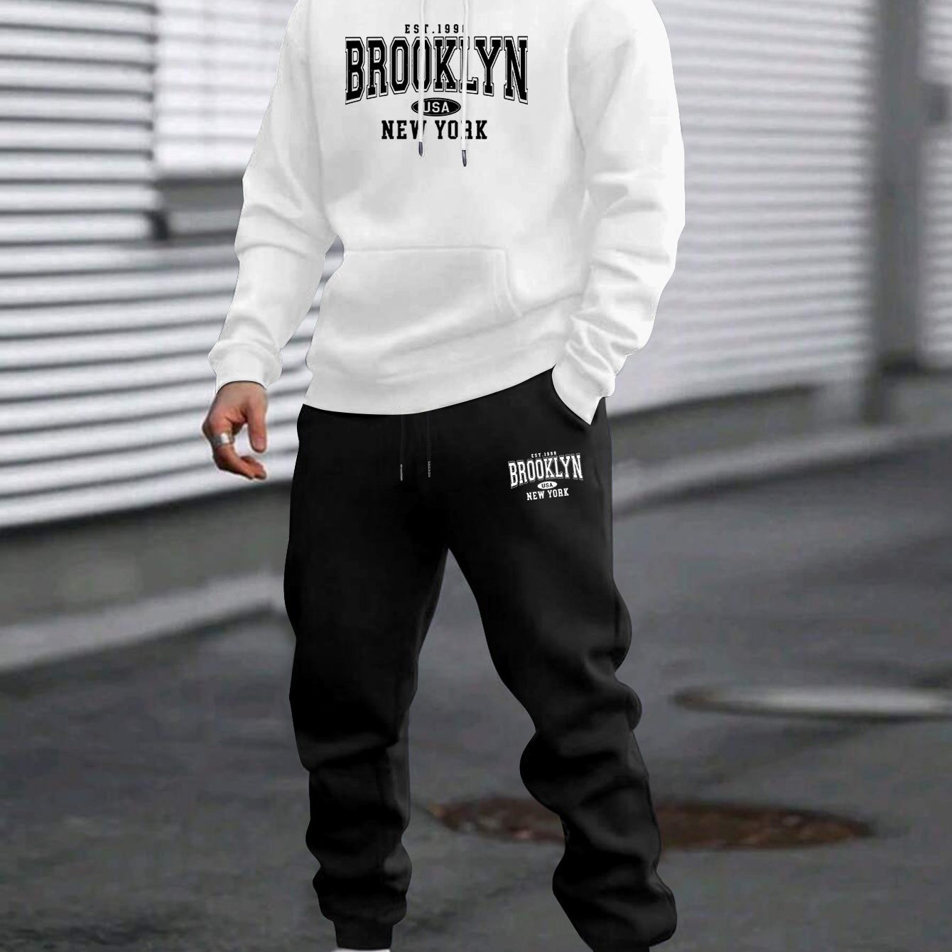 TEMU Felpa con cappuccio da , pantaloni casual con stampa hip-hop street, set felpa con cappuccio da , abbigliamento autunnale e invernale da