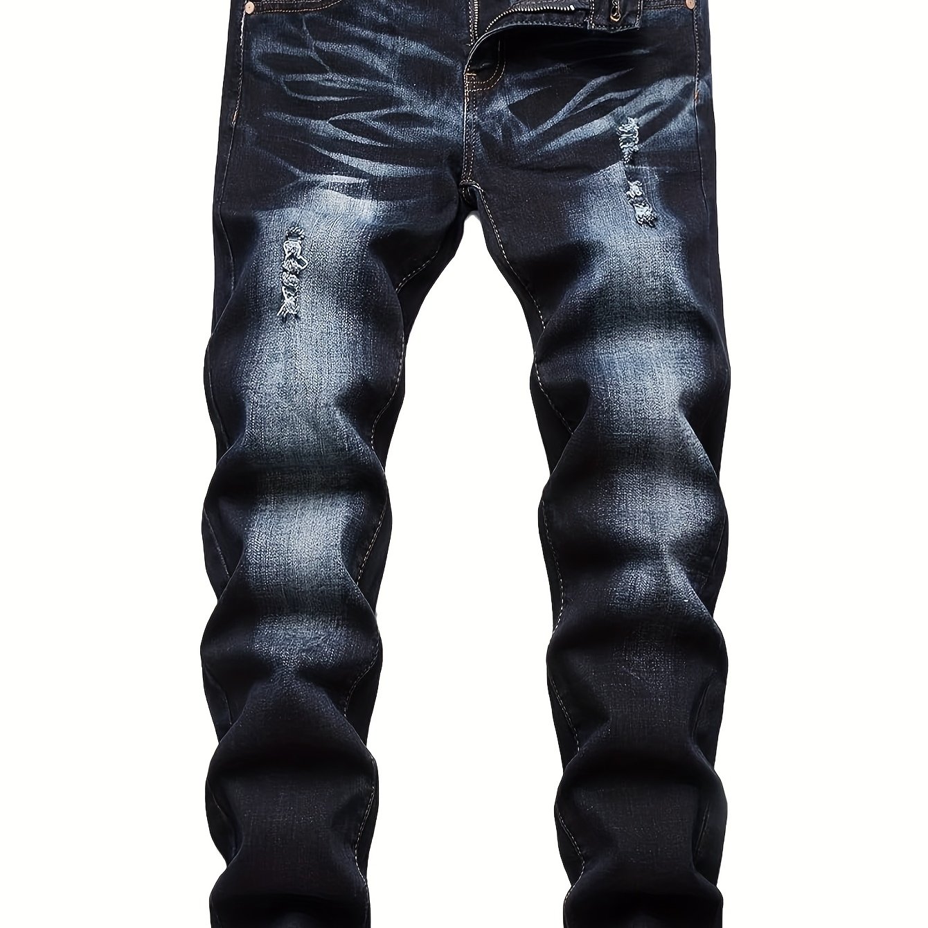 Men's Jeans, Elastic, Ripped, Dark Blue Pants, Multi- Design, Slim Fit Men's Trousers, Suitable For