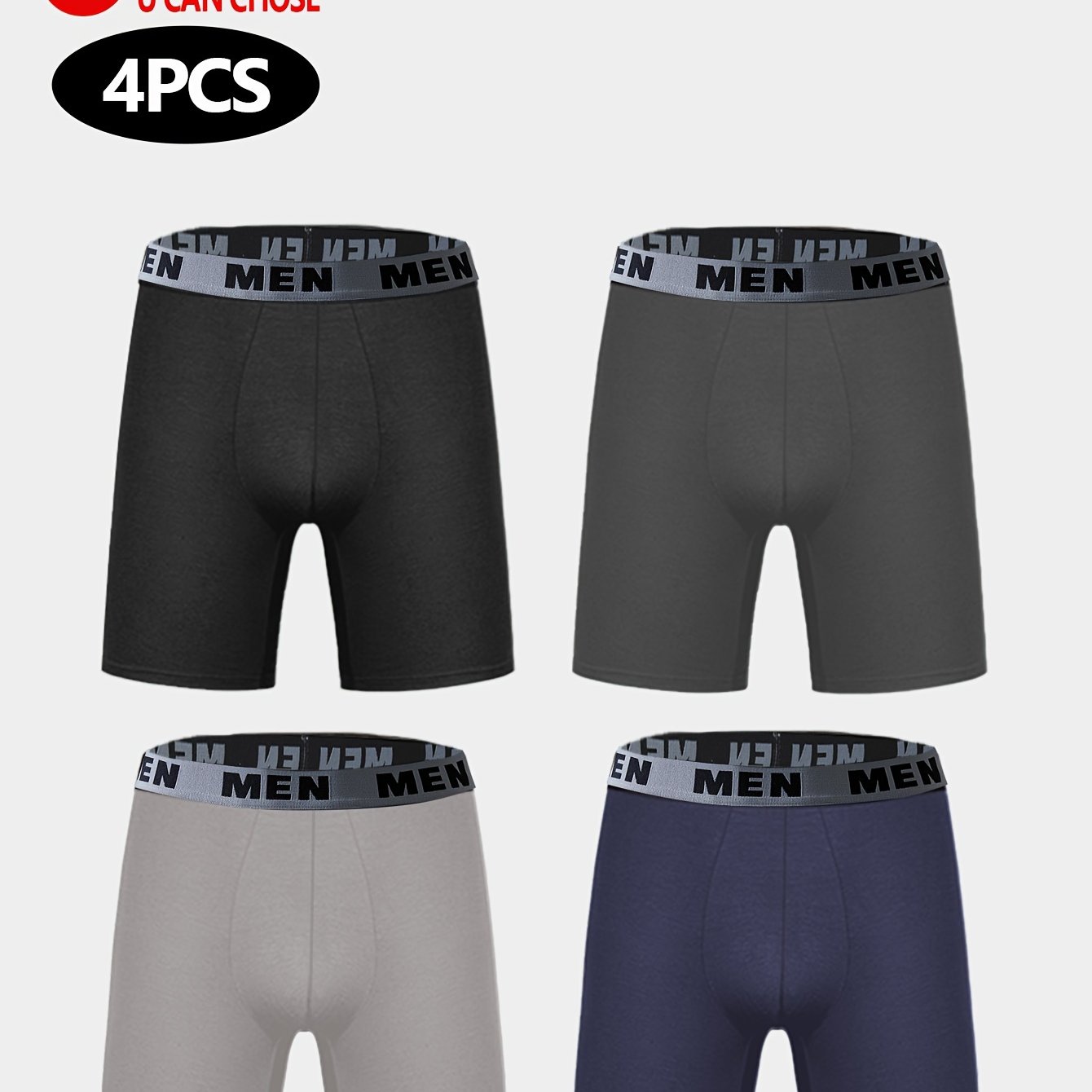 TEMU 4-strip Mixed Pc Of Modal Men's Long Briefs