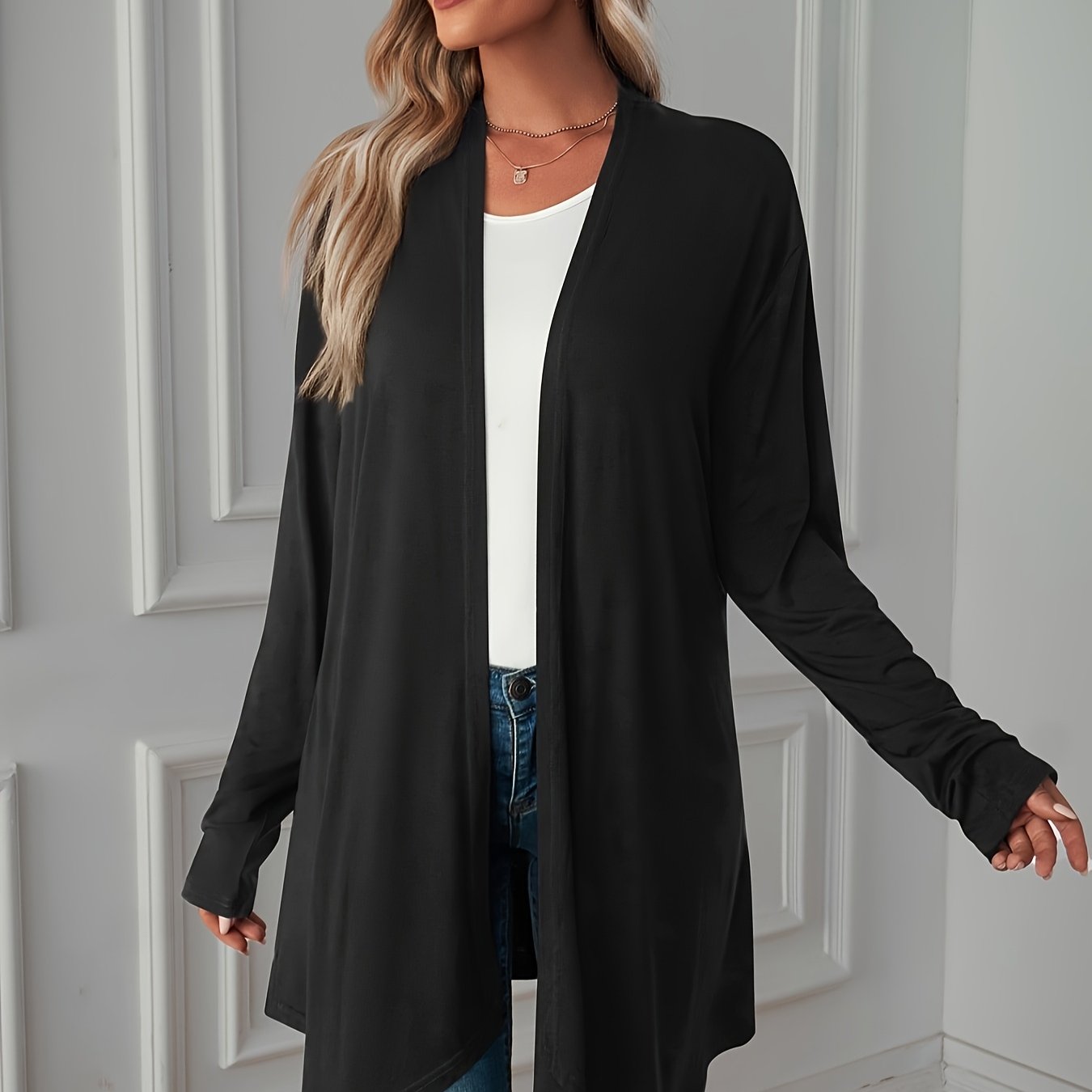 Women's Plus Size Solid Color Long Sleeve Cardigan - Casual Fall & Spring Top With V-neck, Light Brown, Casual Wear| Sweater|long Sleeve Top