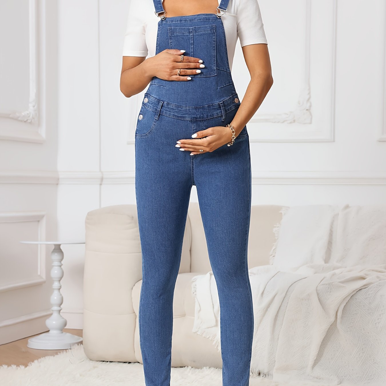 Pregnant Women's Overalls Denim Long Pants