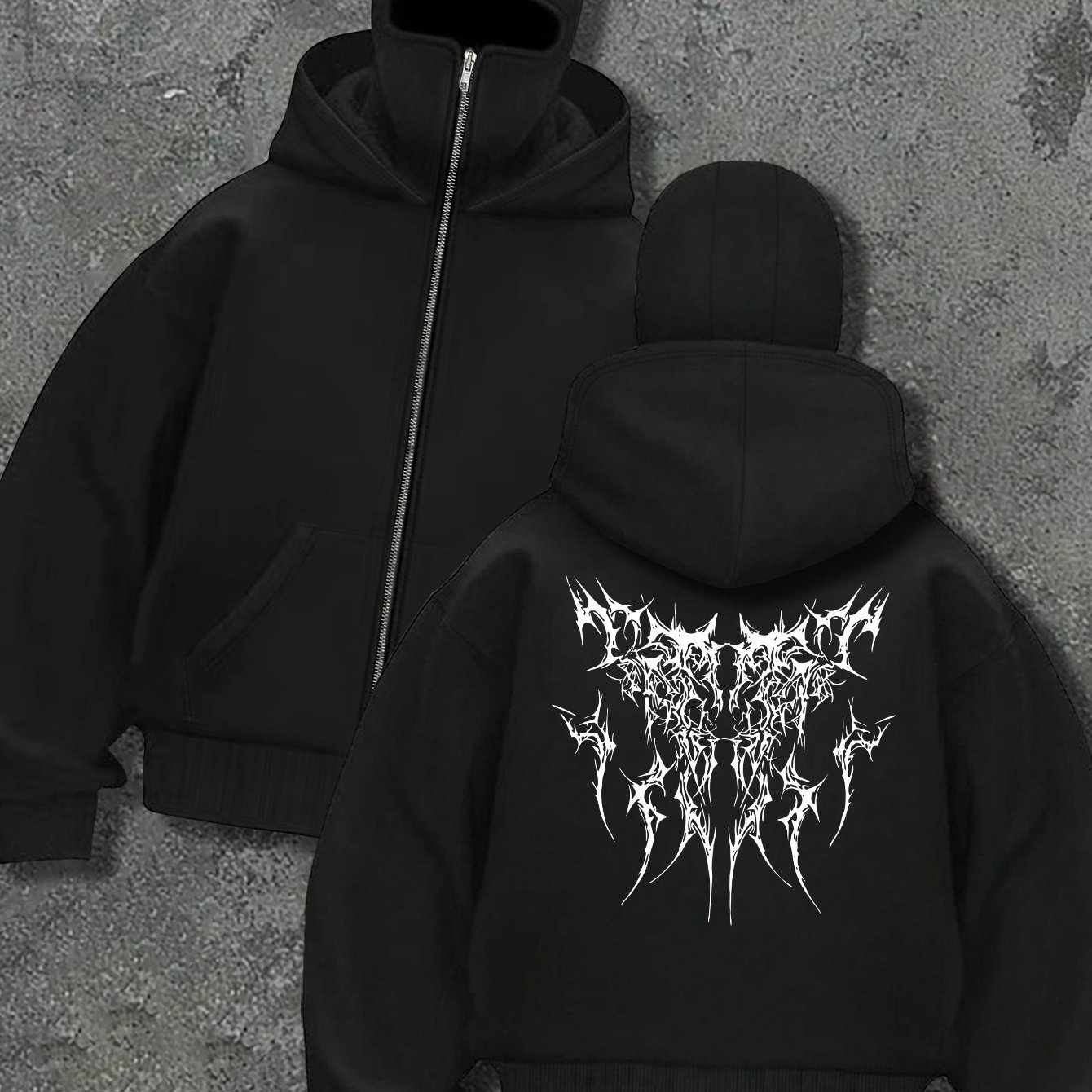 TEMU A Stylish Women's Hoodie Featuring A Easy Balaclava Design With A Zipper, Double Hoods, And Style, With Creative Pattern Prints
