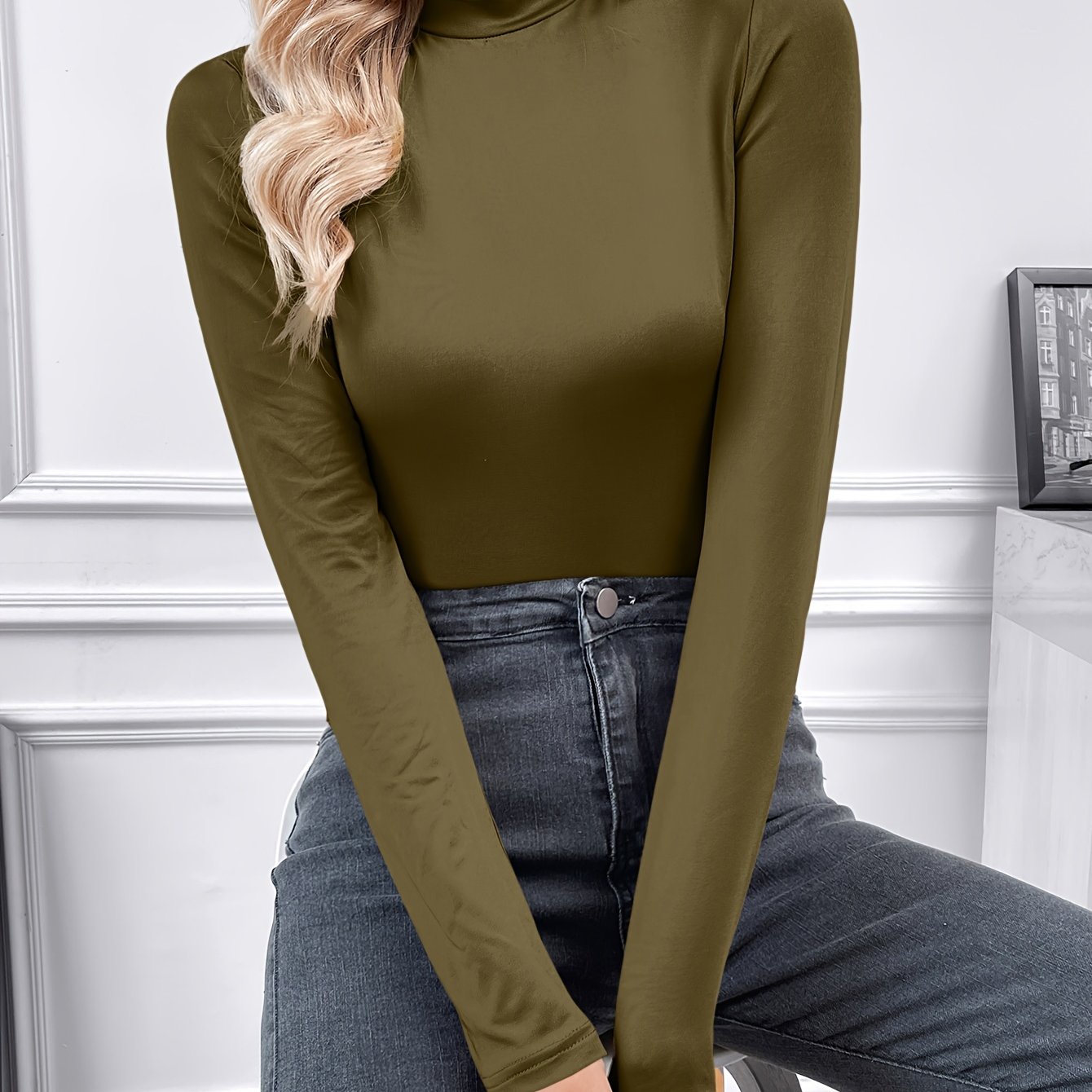 Long Sleeve High Neck Top - Temu Canada