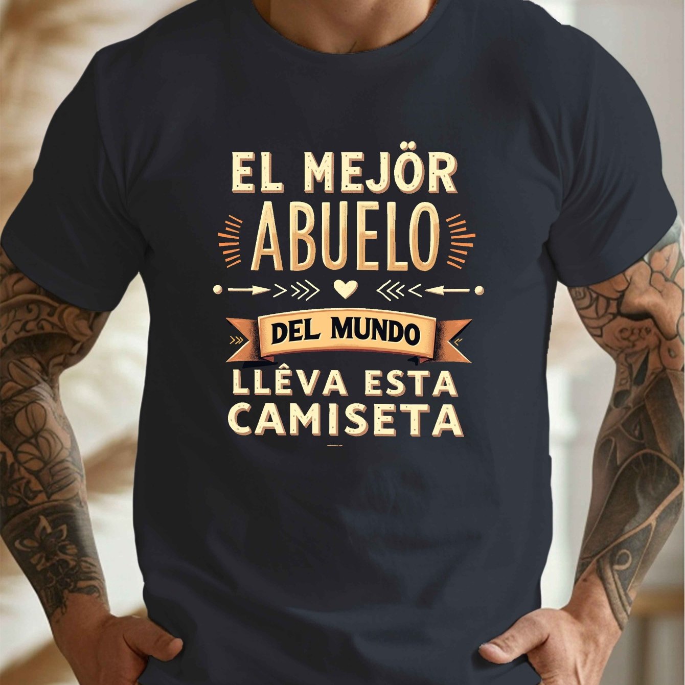 TEMU del Mundo Camiseta Casual de Cuello y Manga Corta para Hombres en Verano, TALLA GRANDE