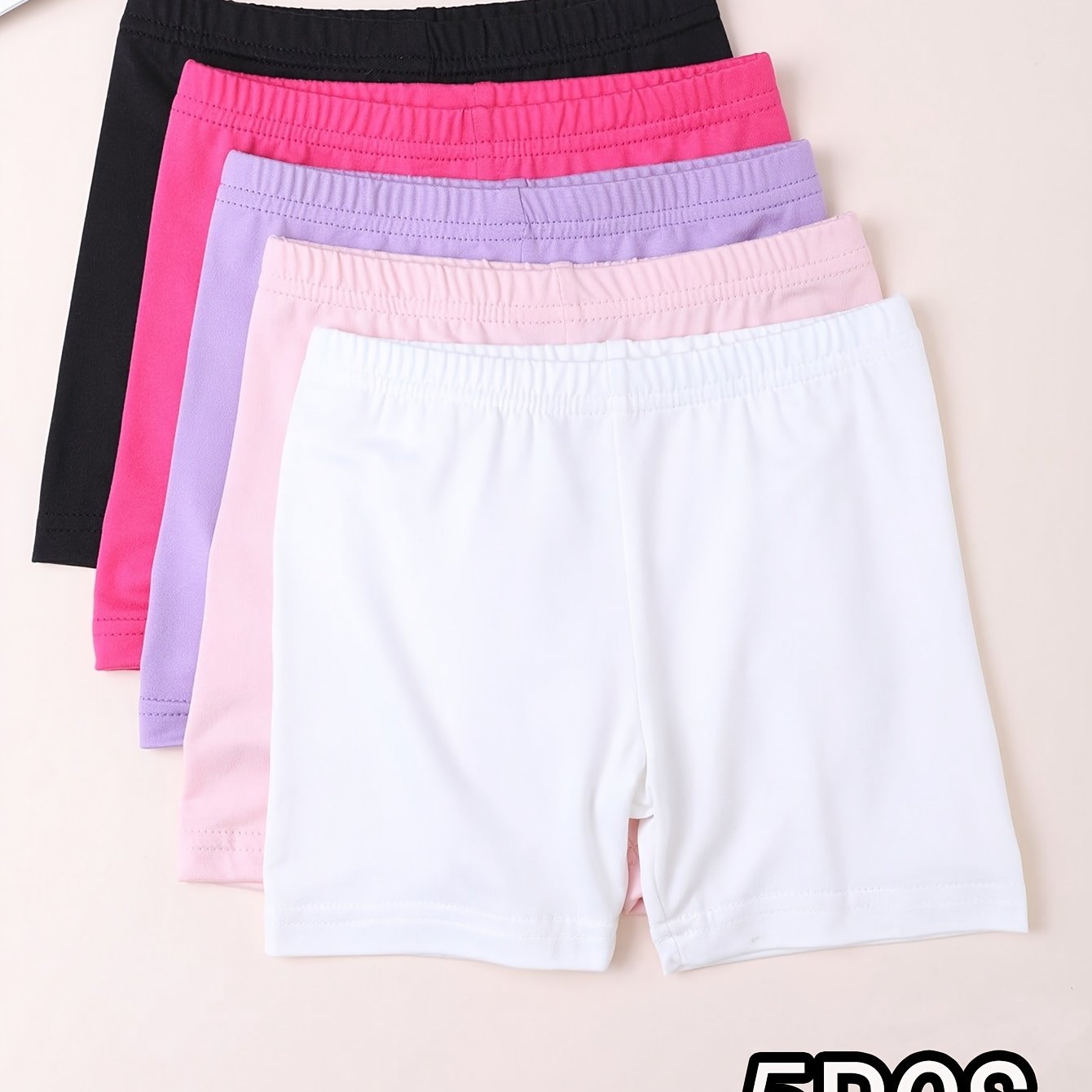 Image of 5pcs Set Girls' Candy-colored Easy Versatile Crotch-short Shorts, Skin-friendly And Comfortable, For Outdoor